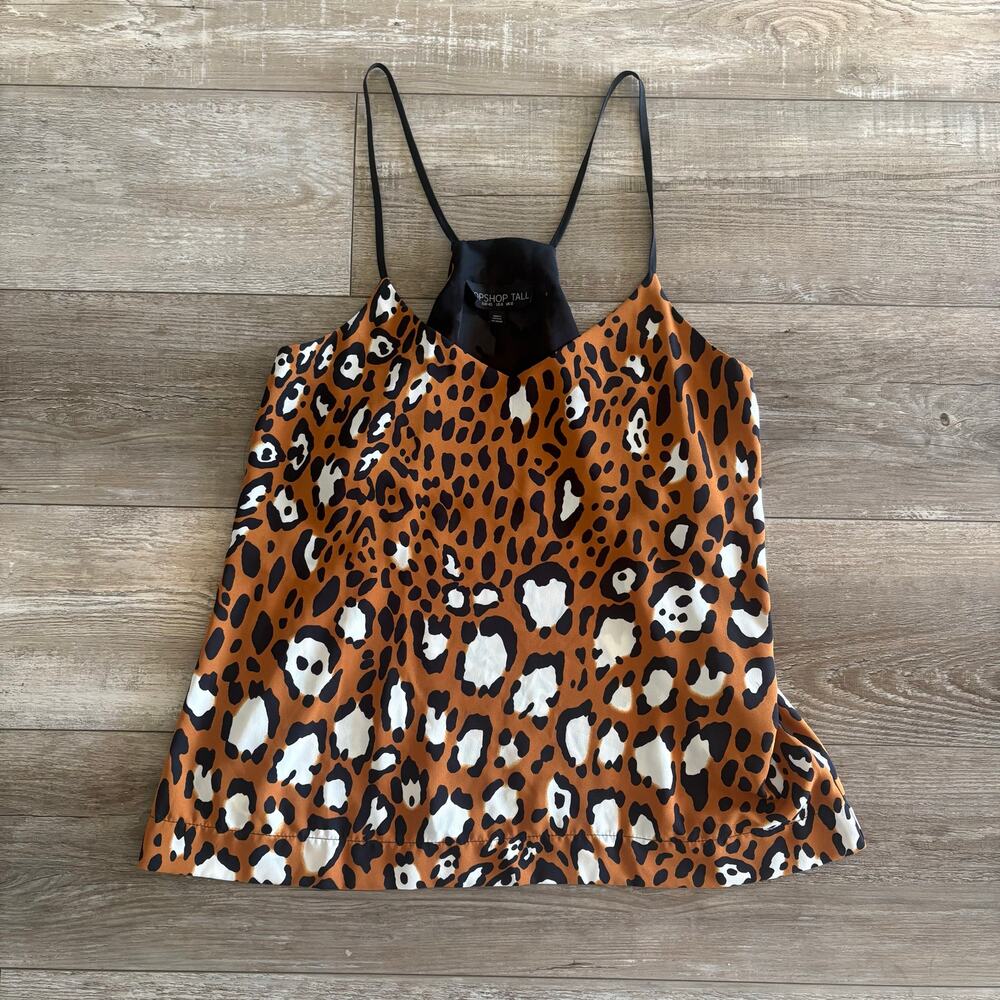 TOPSHOP Tall Cheetah Camisole‎ Top Women's Size 8 Spaghetti Strap Y2K Baddie - Picture 7 of 8
